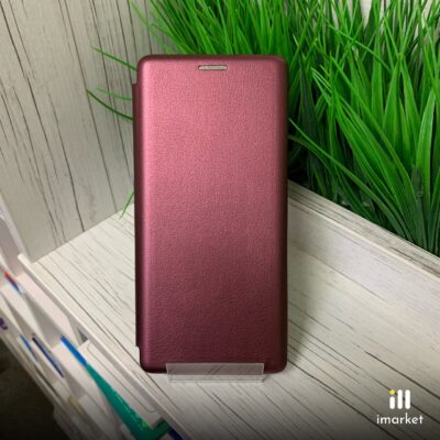 Чехол-книжка для Xiaomi Redmi Note 8T на телефон PU-кожа бордовая с магнитом