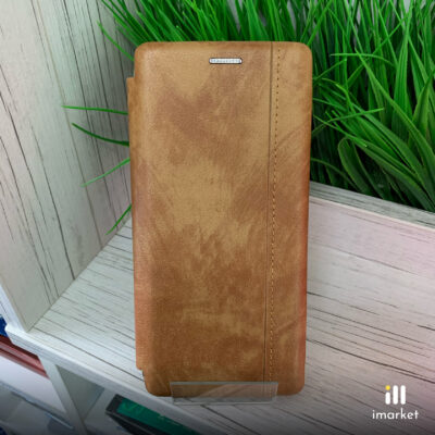 Чехол-книжка для Xiaomi Redmi Note 8 Pro на телефон PU-кожа коричневая с магнитом