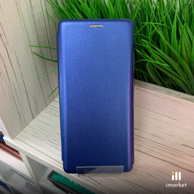 Чехол-книжка для Xiaomi Redmi Note 8 Pro на телефон PU-кожа синяя с магнитом