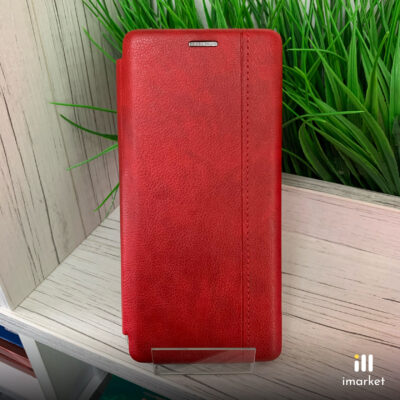 Чехол-книжка для Xiaomi Redmi Note 8 Pro на телефон PU-кожа красная с магнитом