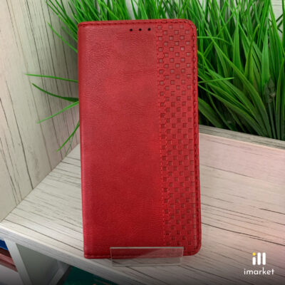 Чехол-книжка для Xiaomi Redmi Note 8 Pro на телефон PU-кожа красный с магнитом