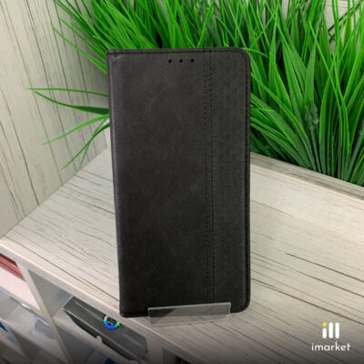 Чехол-книжка для Xiaomi Redmi Note 8 на телефон PU-кожа черный с магнитом
