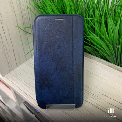 Чехол-книжка для Xiaomi Redmi Note 8 на телефон PU-кожа синий с магнитом