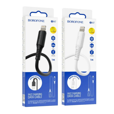 Кабель для зарядки USB to Lightning Borofone BX47 Black\White | Черный\Белый